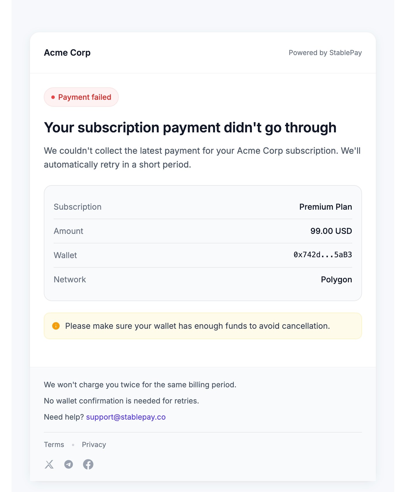 Dunning 提醒邮件